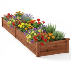 Hochbeet Gartenbeet Holz 240 x 60 x 25 cm Pflanzkasten für Gemüse Blumen Braun