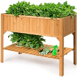 Hochbeet Garten Pflanzkasten Pflanztrog mit Ablage 119 x 57 x 90 cm aus Holz