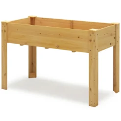 Hochbeet Holz Erhöhtes Gartenbeet Pflanzkasten mit Drainagelöchern Gemüsebeet Pflanzbeet rechteckig 120 x 60 x 82 cm Natur