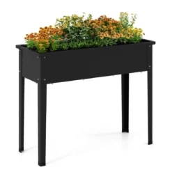 Hochbeet Metall erhöhtes Gartenbeet bis 50 kg Pflanzgefäß 100 x 40 x 80 cm Schwarz