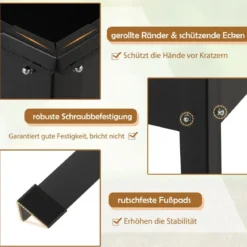 Hochbeet Metall erhöhtes Gartenbeet bis 50 kg Pflanzgefäß 100 x 40 x 80 cm Schwarz