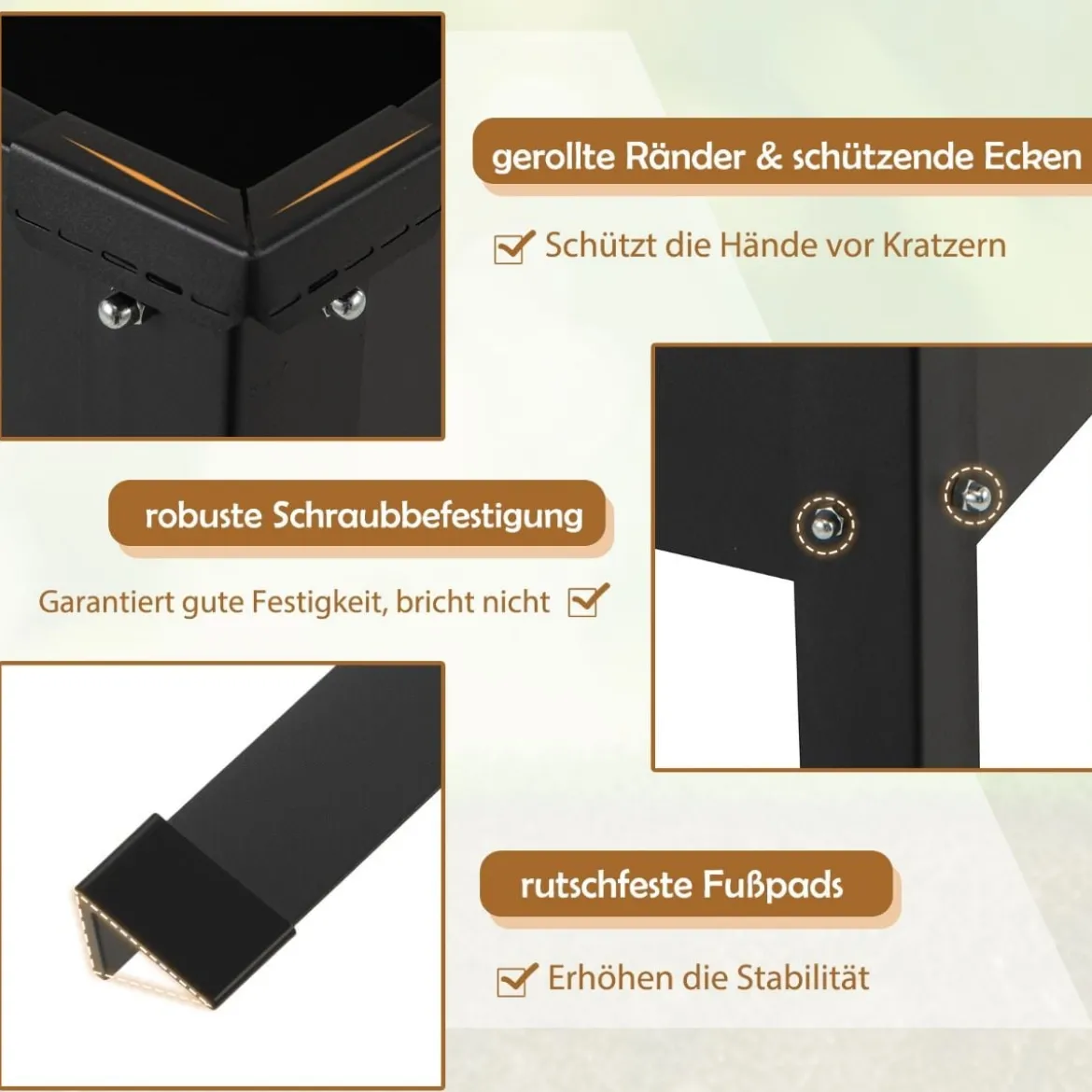 Hochbeet Metall erhöhtes Gartenbeet bis 50 kg Pflanzgefäß 100 x 40 x 80 cm Schwarz