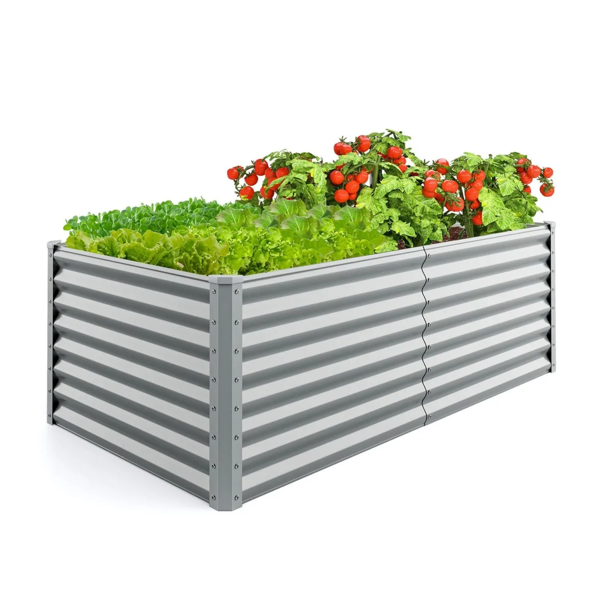 Hochbeet Metall Pflanzkasten für Garten 180 x 95 x 60 cm Rechteckiges Frühbeet mit verstärkter Stäbe & offenem Boden Grau