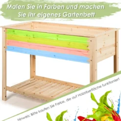 Hochbeet mit Ablage Pflanzkübel aus Holz Pflanzkasten 120 x 55 x 90 cm Natürlich
