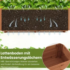 Hochbeet mit Rankgitter &Hhängendem Dach Pflanzkasten mit Rankhilfe & Abflusslöchern Orange 115 x 40 x 103 cm