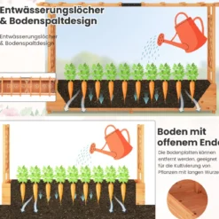 Hochbeet mit Rankgitter & hängendem Dach Pflanzkasten mit Rankhilfe Orange/Natur