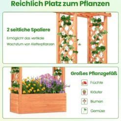 Hochbeet mit Rankgitter & Hängendem Dach Pflanzkasten Blumenkasten für Kletterpflanzen