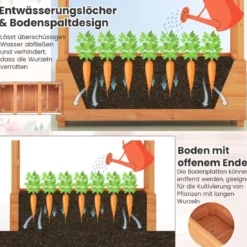 Hochbeet mit Rankgitter & hängendem Dach, Pflanzkasten mit Rankhilfe 110 x 44 x 182 cm