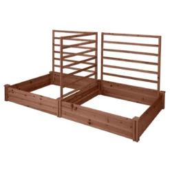 Hochbeet mit Rankgitter Pflanzkasten Tannenholz Pflanzkübel mit Sichtschutz 222 x 114 x 110 cm Braun/Natur