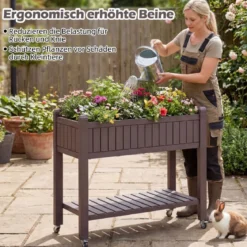 Hochbeet mit Rollen erhöhtes teilbares Gemüsebeet mit Wasserstandsanzeiger Braun