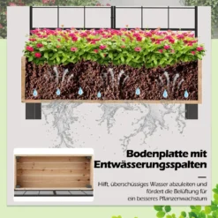 Hochbeet mit Spalier Blumenbeet mit Ablauflöchern Gartenbeet Pflanzkasten Holz 79 x 35 x 108 cm