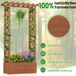 Hochbeet mit Spalier freistehender Pflanzkasten aus Holz mit Überdachung Abflusslöchern Orange