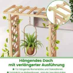 Hochbeet mit Spalier freistehender Pflanzkasten aus Holz mit Überdachung Abflusslöchern Natur