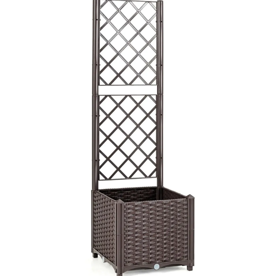 Hochbeet mit Spalier Pflanzgefäß für Kletterpflanzen 40 x 40 x135 cm Braun