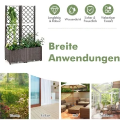 Hochbeet mit Spalier Pflanzgefäß für Garten Pflanzkasten 80 x 40 x135 cm Braun