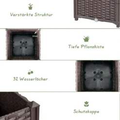 Hochbeet mit Spalier Pflanzgefäß für Garten Pflanzkasten 80 x 40 x135 cm Braun
