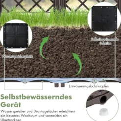 Hochbeet mit Spalier Pflanzgefäß für Garten Pflanzkasten 80 x 40 x135 cm Braun
