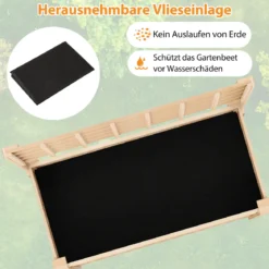 Hochbeet mit Spalier und Ablage Blumenbeet mit Ablauflöchern Gartenbeet Pflanzkasten Holz Blumenkasten 116 x 59 x 150 cm Natur