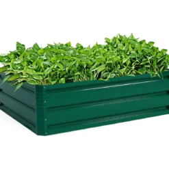 Hochbeet Stahl Rechteckiges Pflanzkasten Erhöhtes Gartenbeet Frühbeet für Gemüse Blumen Kräuter Grün 100 x 30,5 x 80 cm