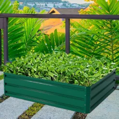 Hochbeet Stahl Rechteckiges Pflanzkasten Erhöhtes Gartenbeet Frühbeet für Gemüse Blumen Kräuter Grün 120 x 90 x 30,5 cm