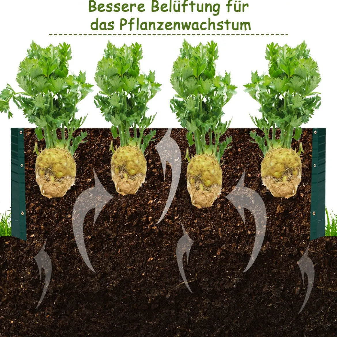 Hochbeet Stahl Rechteckiges Pflanzkasten Erhöhtes Gartenbeet Frühbeet für Gemüse Blumen Kräuter Grün 120 x 90 x 30,5 cm