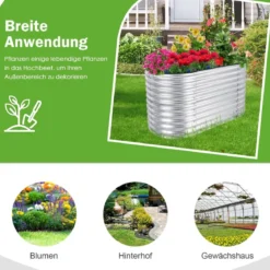 Hochbeet 157,5 x 80 x 81,5 cm Metall-Pflanzkasten Silbern