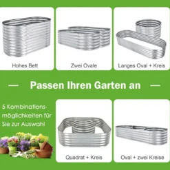 Hochbeet 157,5 x 80 x 81,5 cm Metall-Pflanzkasten Silbern