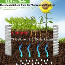 Hochbeet 157,5 x 80 x 81,5 cm Metall-Pflanzkasten Silbern