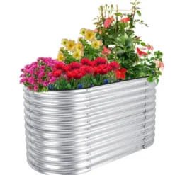 Hochbeet 157,5 x 80 x 81,5 cm Metall-Pflanzkasten Silbern