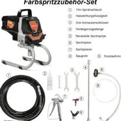 Hochdruck Sprühgerät 1100 W Farbsprühgerät Airless Farbsprühsystem Schwarz