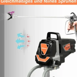 Hochdruck Sprühgerät 1100 W Farbsprühgerät Airless Farbsprühsystem Schwarz