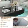 Hochglanz Couchtisch mit 16-Farbiger LED Beleuchtung & 3 Schubladen Rechteckiger Kaffeetisch Schwarz