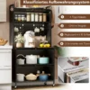 Hoch Küchenschrank mit Rollen & Klapptüren & Stecktafel & Haken Buffetschrank Schwarz