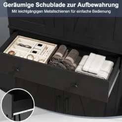 Hoch Küchenschrank mit 4 Türen & Schublade & 3 Verstellbaren Regalen Vorratsschrank Schwarz