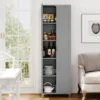 Hoch Küchenschrank mit 2 Türen & Verstellbarem Regal Modern Vorratsschrank Buffetschrank Grau