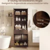 Hochschrank mit 4 Türen & 1 Schublade & Offenes Fach & 3-Fach Verstellbares Regal Dunkelbraun