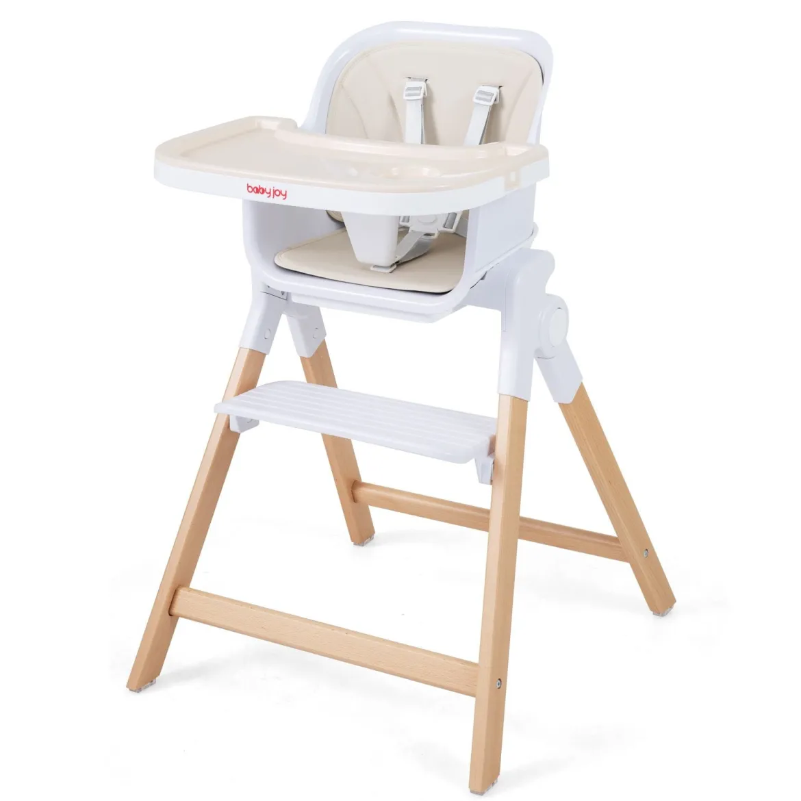 Hochstuhl Baby 4 in 1 Kinderhochstuhl Faltbar Verstellbar 71 x 58 x 93 cm mit Tablett Rosa/Grau/Beige