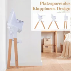 Hochstuhl Baby 4 in 1 Kinderhochstuhl Faltbar Verstellbar 71 x 58 x 93 cm mit Tablett Rosa/Grau/Beige