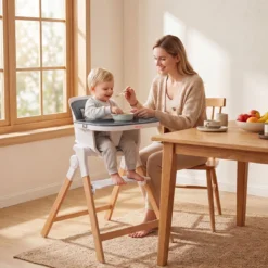 Hochstuhl Baby 4 in 1 Kinderhochstuhl Faltbar Verstellbar 71 x 58 x 93 cm mit Tablett Rosa/Grau/Beige