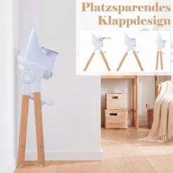 Hochstuhl Baby 4 in 1 Kinderhochstuhl Faltbar Verstellbar 71 x 58 x 93 cm mit Tablett Rosa/Grau/Beige