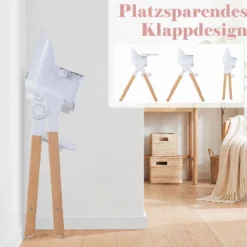 Hochstuhl Baby 4 in 1 Kinderhochstuhl Faltbar Verstellbar 71 x 58 x 93 cm mit Tablett Rosa/Grau/Beige