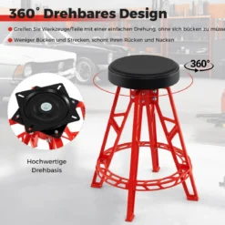 Hochstuhl für Mechaniker Schwerlast-Aluminium-Garagenbarstuhl mit 360° schwenkbarem Sitz Rot