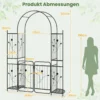 Hoher Gartenbogen mit Tor & Pflanzregalen Kletterspalier Metallbogen für Kletterpflanzen Schwarz