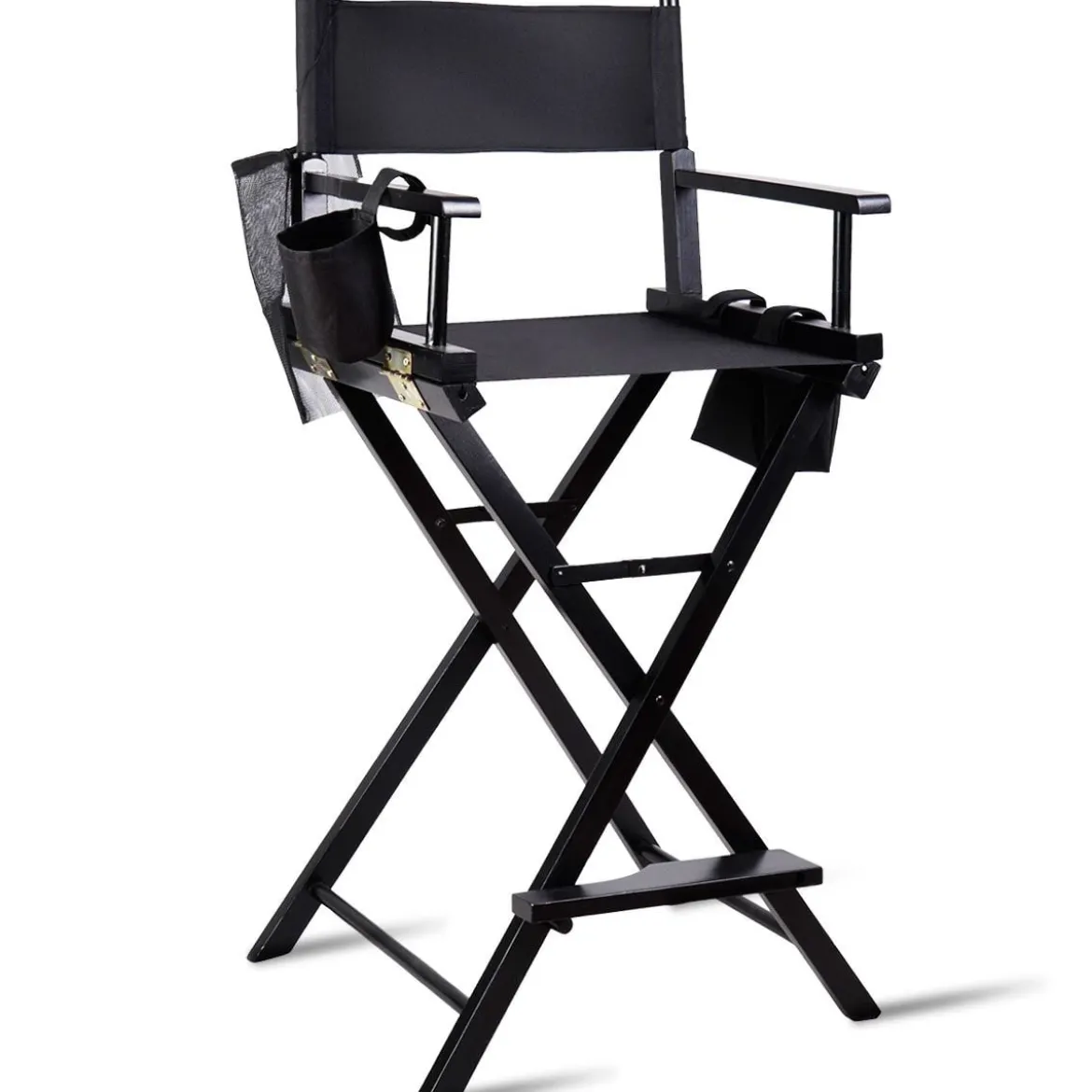Hoher Regiestuhl Klappstuhl Make-up Chair Schminkstuhl Holz mit Seitentaschen