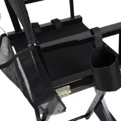 Hoher Regiestuhl Klappstuhl Make-up Chair Schminkstuhl Holz mit Seitentaschen