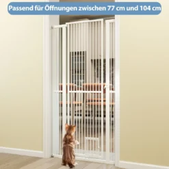 Hohe Tierbarriere Metall-Sicherheitsgitter mit 2 Erweiterungssätze Ohne Bohren 77-104 cm x 171 cm Weiß
