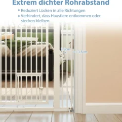 Hohe Tierbarriere Metall-Sicherheitsgitter mit 2 Erweiterungssätze Ohne Bohren 77-104 cm x 171 cm Weiß