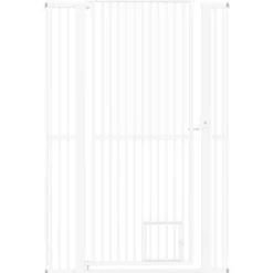 Hohe Tierbarriere Metall-Sicherheitsgitter mit 2 Erweiterungssätze 77-104 cm x 150 cm Ohne Bohren Weiß