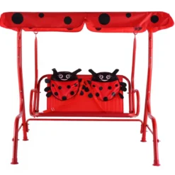 Hollywoodschaukel 2-Sitzer Kinder Gartenschaukel Marienkäfer Rot 117 x 78 x 116 cm