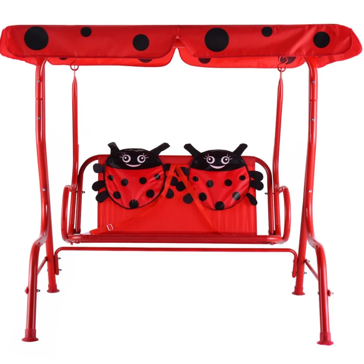 Hollywoodschaukel 2-Sitzer Kinder Gartenschaukel Marienkäfer Rot 117 x 78 x 116 cm
